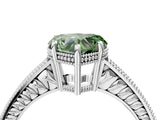 White gold Fancy Green Heart Cut Diamond Ring with Milgrain Pavé Band and Four-Prong Setting_36