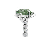 White gold Fancy Green Heart Cut Diamond Ring with Pavé Band and Floral Prong Setting_44