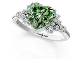 White gold Fancy Green Heart Cut Diamond Ring with Side Stones and Four-Prong Setting_66