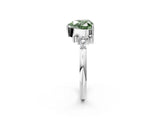 White gold Fancy Green Heart Cut Diamond Ring with Side Stones and Four-Prong Setting_67