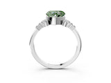 White gold Fancy Green Heart Cut Diamond Ring with Side Stones and Four-Prong Setting_68