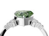 White gold Fancy Green Heart Cut Diamond Ring with Side Stones and Four-Prong Setting_69