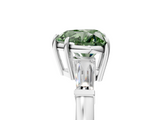 White gold Fancy Green Heart  Cut Diamond Ring with Tapered Baguette Side Stones in Four-Prong Setting_5