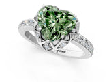 White gold Fancy Green Heart Cut Diamond Scalloped Halo Engagement Ring with Round Shared Prong Band_14