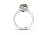 White gold Fancy Green Heart Cut Diamond Scalloped Halo Engagement Ring with Round Shared Prong Band_16