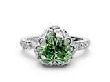 White gold Fancy Green Heart Cut Diamond Scalloped Halo Engagement Ring with Round Shared Prong Band_37