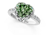 White gold Fancy Green Heart Cut Diamond Scalloped Halo Engagement Ring with Round Shared Prong Band_38
