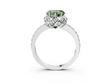 White gold Fancy Green Heart Cut Diamond Scalloped Halo Engagement Ring with Round Shared Prong Band_40