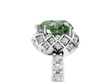 White gold Fancy Green Heart Cut Diamond Scalloped Halo Engagement Ring with Round Shared Prong Band_42