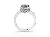 White gold Fancy Green Heart Cut Diamond Scalloped Halo Engagement Ring with Round Shared Prong Band_52