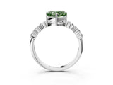 White gold Fancy Green Heart Cut Diamond Scattered Round Accent Ring with Prong Setting_15