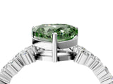White gold Fancy Green Heart Cut Diamond Scattered Round Accent Ring with Prong Setting_16
