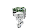 White gold Fancy Green Heart Cut Diamond Scattered Round Accent Ring with Prong Setting_17
