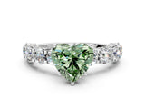 White gold Fancy Green Heart Cut Diamond Side Stone Engagement Ring with Four-Prong Setting_24