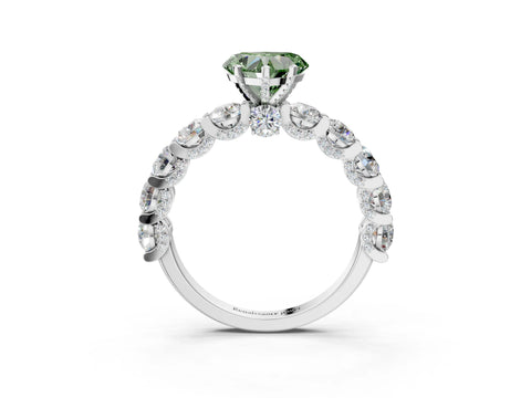 White gold Fancy Green Heart Cut Diamond Side Stone Engagement Ring with Four-Prong Setting_27