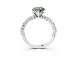 White gold Fancy Green Heart Cut Diamond Side Stone Solitaire Ring with Round  and Four-Prong Setting_15