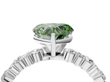 White gold Fancy Green Heart Cut Diamond Side Stone Solitaire Ring with Round  and Four-Prong Setting_16