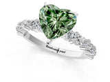 White gold Fancy Green Heart Cut Diamond Side Stone Solitaire Ring with Round  and Four-Prong Setting_66