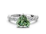 White gold Fancy Green Heart Cut Diamond Side Stone Solitaire Ring with Round  and Four-Prong Setting_66