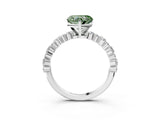 White gold Fancy Green Heart Cut Diamond Side Stone Solitaire Ring with Round  and Four-Prong Setting_67