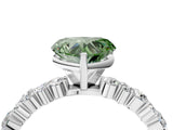 White gold Fancy Green Heart Cut Diamond Side Stone Solitaire Ring with Round  and Four-Prong Setting_69