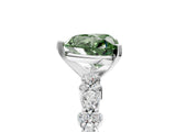 White gold Fancy Green Heart Cut Diamond Side Stone Solitaire Ring with Round  and Four-Prong Setting_69