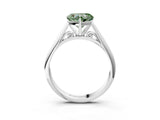 White gold Fancy Green Heart Cut Diamond Solitaire Engagement Ring with Cathedral Setting and Four-Prong Mount_108