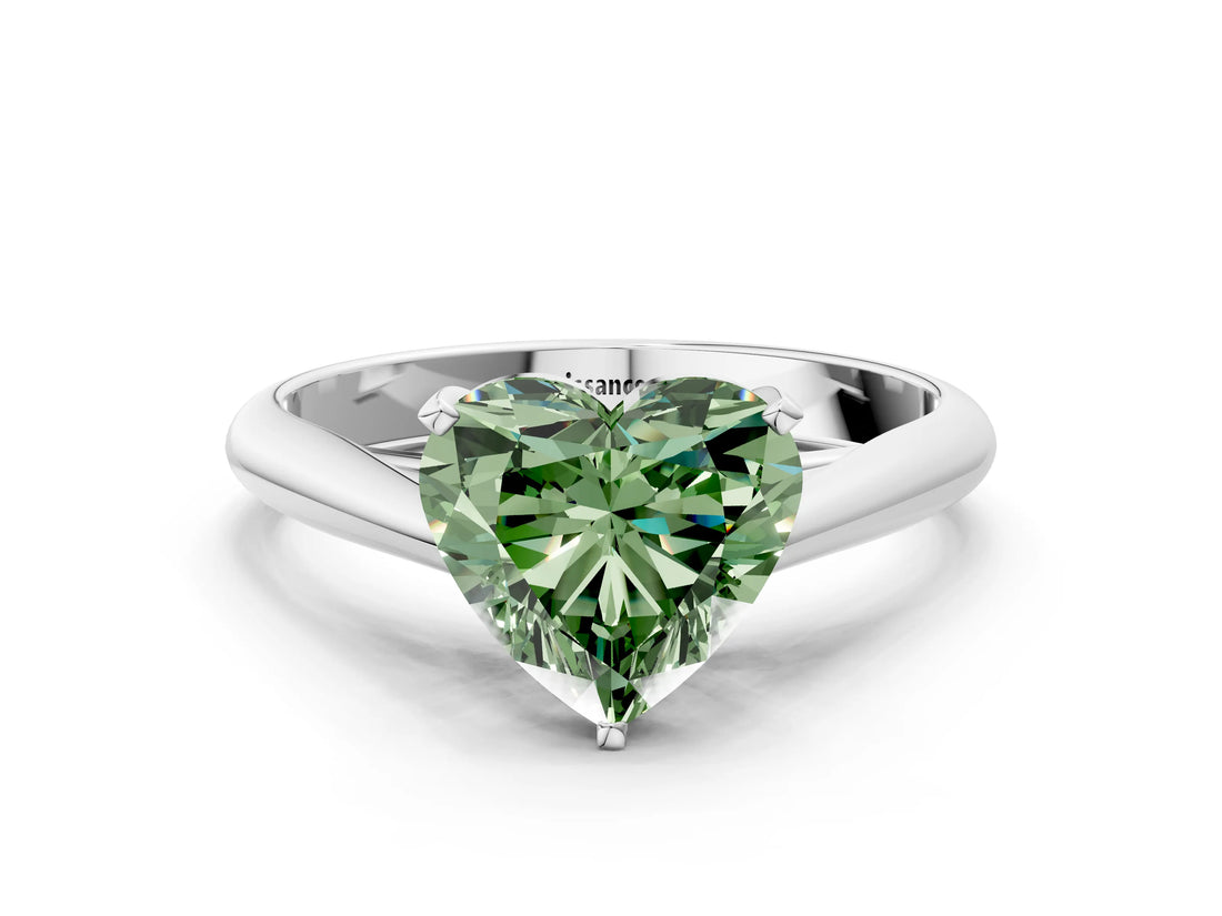 White gold Fancy Green Heart Cut Diamond Solitaire Engagement Ring with Cathedral Setting and Four-Prong Mount_53