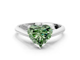 White gold Fancy Green Heart Cut Diamond Solitaire Engagement Ring with Cathedral Setting and Four-Prong Mount_53
