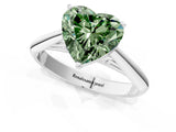 White gold Fancy Green Heart Cut Diamond Solitaire Engagement Ring with Cathedral Setting and Four-Prong Mount_59
