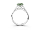 White gold Fancy Green Heart Cut Diamond Solitaire Engagement Ring with Cathedral Setting and Four-Prong Mount_61