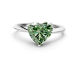 White gold Fancy Green Heart Cut Diamond Solitaire Engagement Ring with Classic Band and Four-Prong Setting_12