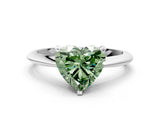 White gold Fancy Green Heart Cut Diamond Solitaire Engagement Ring with Classic Band and Four-Prong Setting_29