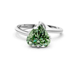 White gold Fancy Green Heart Cut Diamond Solitaire Engagement Ring with Four-Prong Setting and Classic Band_20