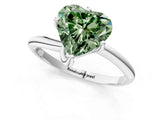 White gold Fancy Green Heart Cut Diamond Solitaire Engagement Ring with Four-Prong Setting and Classic Band_21