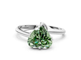 White gold Fancy Green Heart Cut Diamond Solitaire Engagement Ring with Four-Prong Setting and Classic Band_32