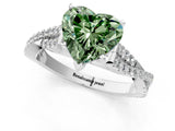 White gold Fancy Green Heart Cut Diamond Solitaire Engagement Ring with Twisted Pavé Band and Four-Prong Setting_69