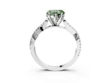 White gold Fancy Green Heart Cut Diamond Solitaire Engagement Ring with Twisted Pavé Band and Four-Prong Setting_71