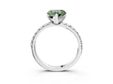 White gold Fancy Green Heart Cut Diamond Solitaire Pavé Engagement Ring with Round Band and Prong Setting_15