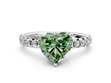 White gold Fancy Green Heart Cut Diamond Solitaire Pavé Engagement Ring with Round Band and Prong Setting_60
