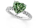 White gold Fancy Green Heart Cut Diamond Solitaire Pavé Engagement Ring with Round Band and Prong Setting_61