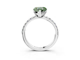 White gold Fancy Green Heart Cut Diamond Solitaire Pavé Engagement Ring with Round Band and Prong Setting_63