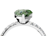 White gold Fancy Green Heart Cut Diamond Solitaire Pavé Engagement Ring with Round Band and Prong Setting_64