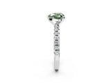 White gold Fancy Green Heart Cut Diamond Solitaire Pavé Engagement Ring with Round Band and Prong Setting_93