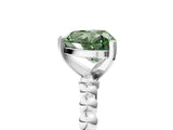 White gold Fancy Green Heart Cut Diamond Solitaire Ring with Beaded Band and Prong Setting_100