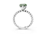 White gold Fancy Green Heart Cut Diamond Solitaire Ring with Beaded Band and Prong Setting_98