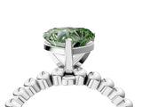 White gold Fancy Green Heart Cut Diamond Solitaire Ring with Beaded Band and Prong Setting_99