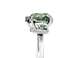 White gold Fancy Green Heart Cut Diamond Solitaire Ring with Classic Band and Four-Prong Setting_5