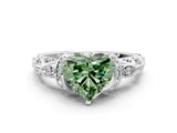 White gold Fancy Green Heart Cut Diamond Solitaire Ring with Filigree Band and Four-Prong Setting_17