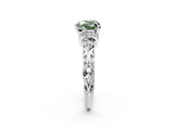 White gold Fancy Green Heart Cut Diamond Solitaire Ring with Filigree Band and Four-Prong Setting_19